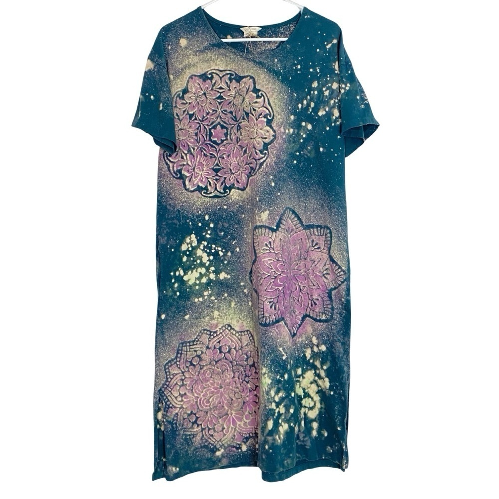 Coyuchi Dress Womens Size Large Midi Organic Cotton Upcycled Floral Mandala